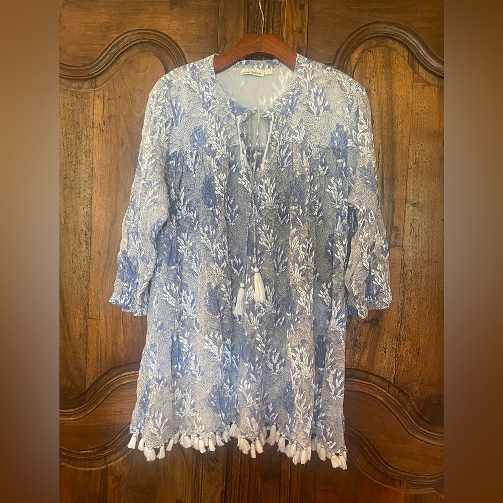 Roller Rabbit Blue and White Floral Top